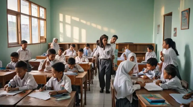 Suasana belajar siswa di SD Islam unggulan di Jogja dengan pendampingan guru di kelas yang nyaman